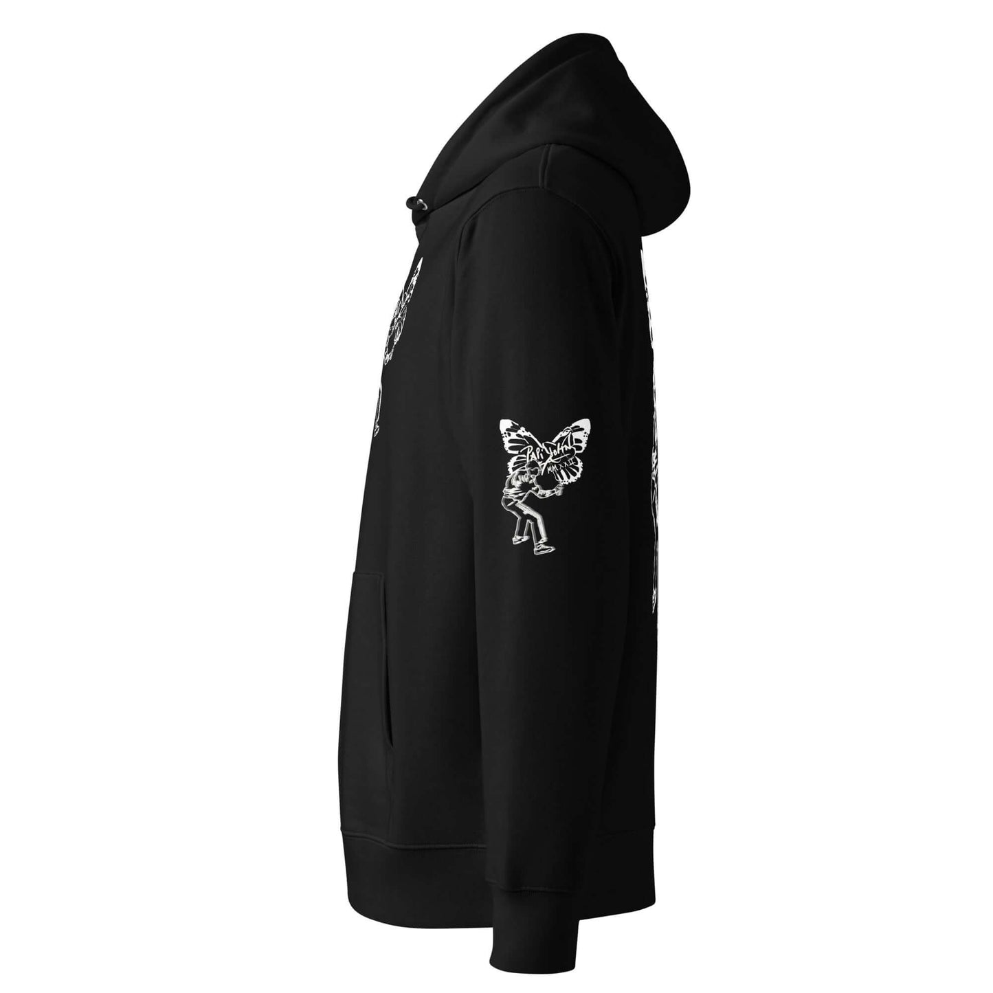 Eco Hoodie-Papijohn® Butterfly Universo Papijohn® Black- Original Art by Sarah Free-Streetwear Exclusivo