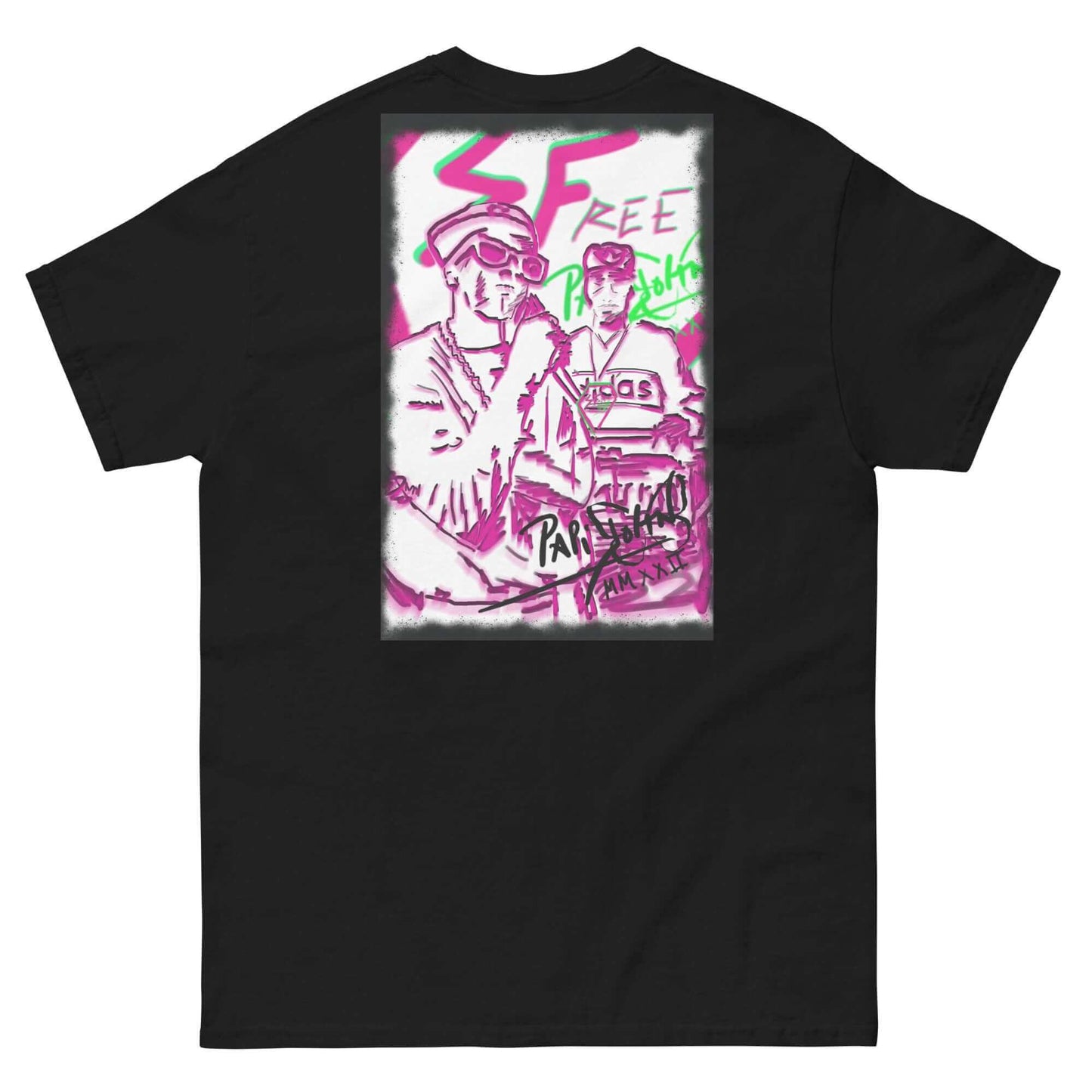Camiseta negra Hip Hop graffiti firma papijohn