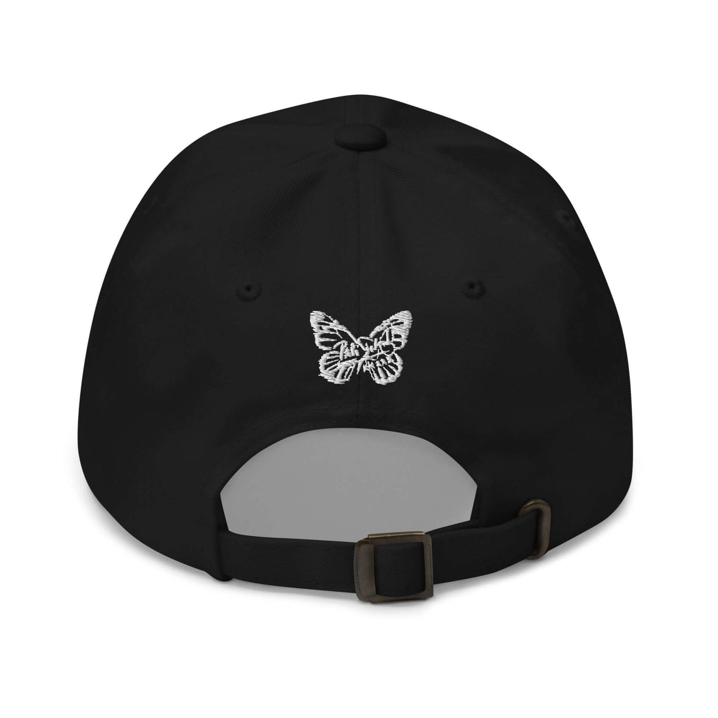 PapiJohn® The Attitude Rinnascimiento Cap in premium black fabric back view focusing on the clean seamless paneling line construction and the adjustable robust closure mechanism for custom sizing | Contemporary Streetwear de Autor