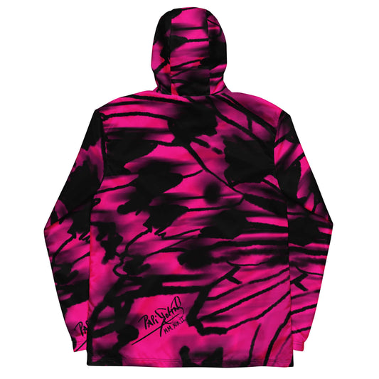 Back view showing the fluid silhouette and continuous fuchsia pink wing artwork with raw black spray gradients on the SALA 3 | Attitude Alas Graff Pink Rinascimento Canvas by PapiJohn®. Gallery archive piece, honest luxury apparel, and wearable art curated in Cadifornia by $arah Free 💎.