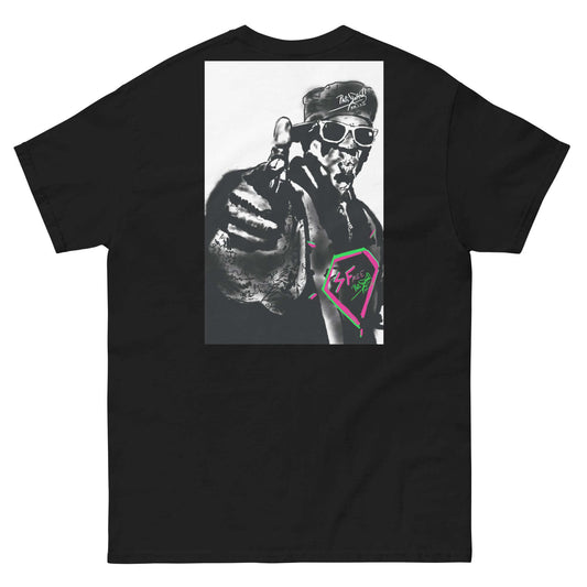 PapiJohn® 🏛️ Sala 5 | The Framed Rapper | Hip Hop Tribute Canvas — Back view showing the premium heavyweight cotton silhouette and architectural drape of the Black Canvas by $arah Free 💎. Gallery archive piece, honest luxury apparel, and wearable art curated in Cadifornia.