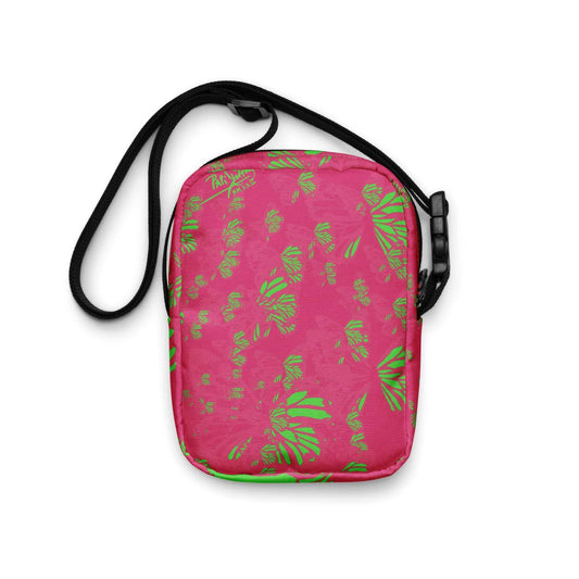 PapiJohn® Attitude Neon Pink Crossbody Bag Studio Essentials back view showcasing the high-contrast pink aesthetic and solid slow fashion structural framework
