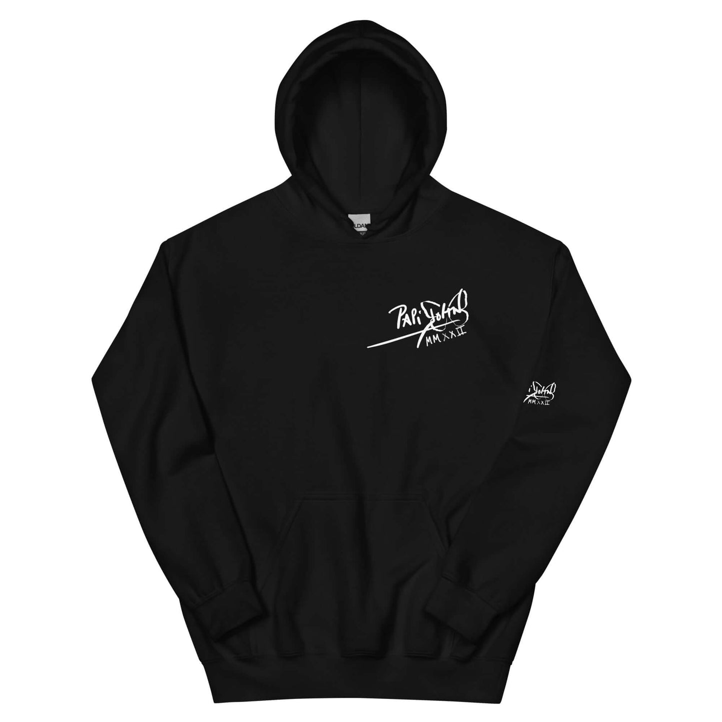 Sudadera con capucha papijohn streetwear firma blanca negra