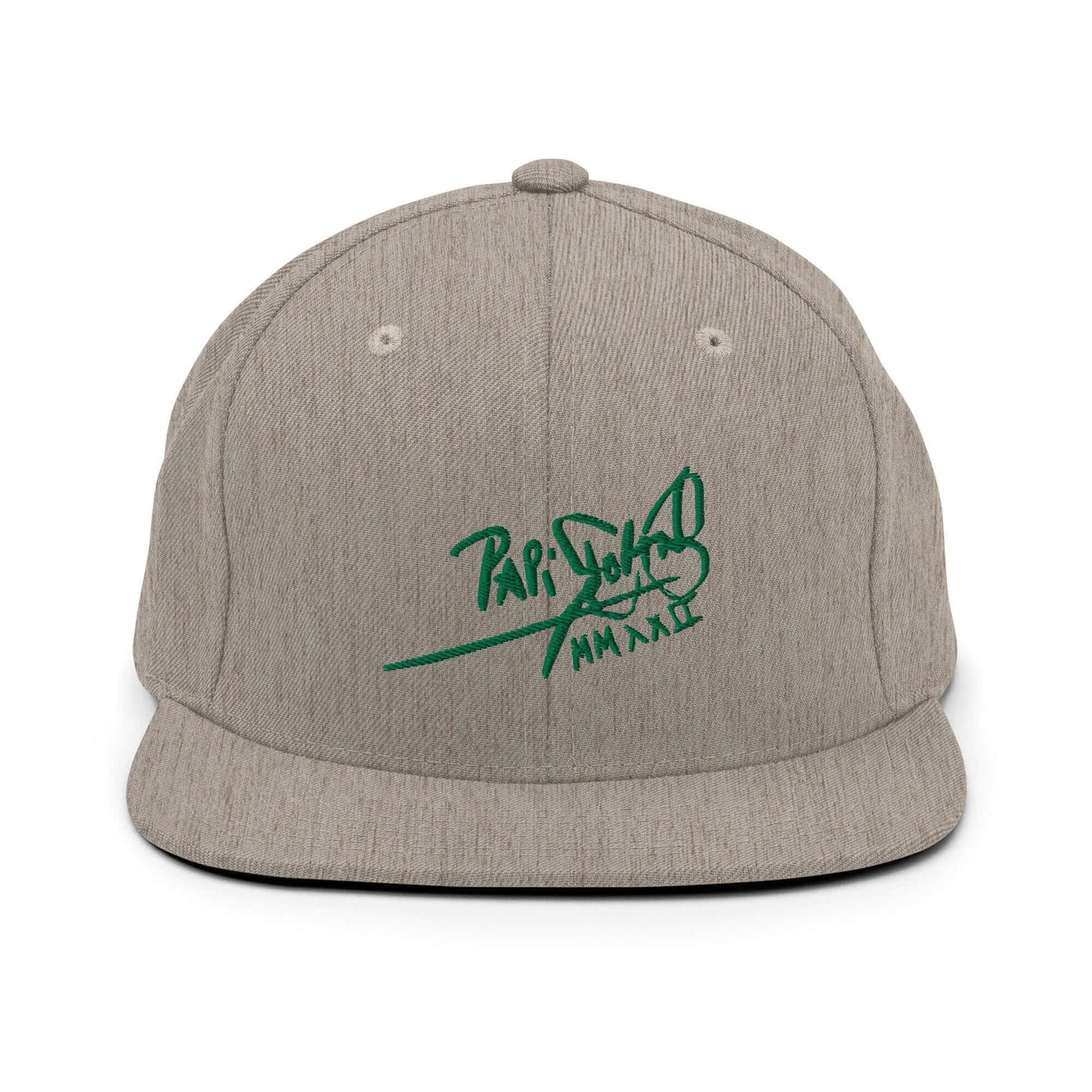 Gorra papijohn snapback Clásica gris jaspeado Firma en verde