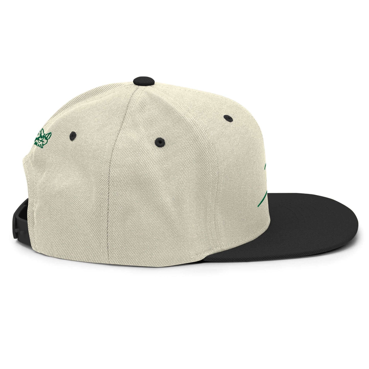 Gorra snapback Clásica natural negro Firma en verde papijohn
