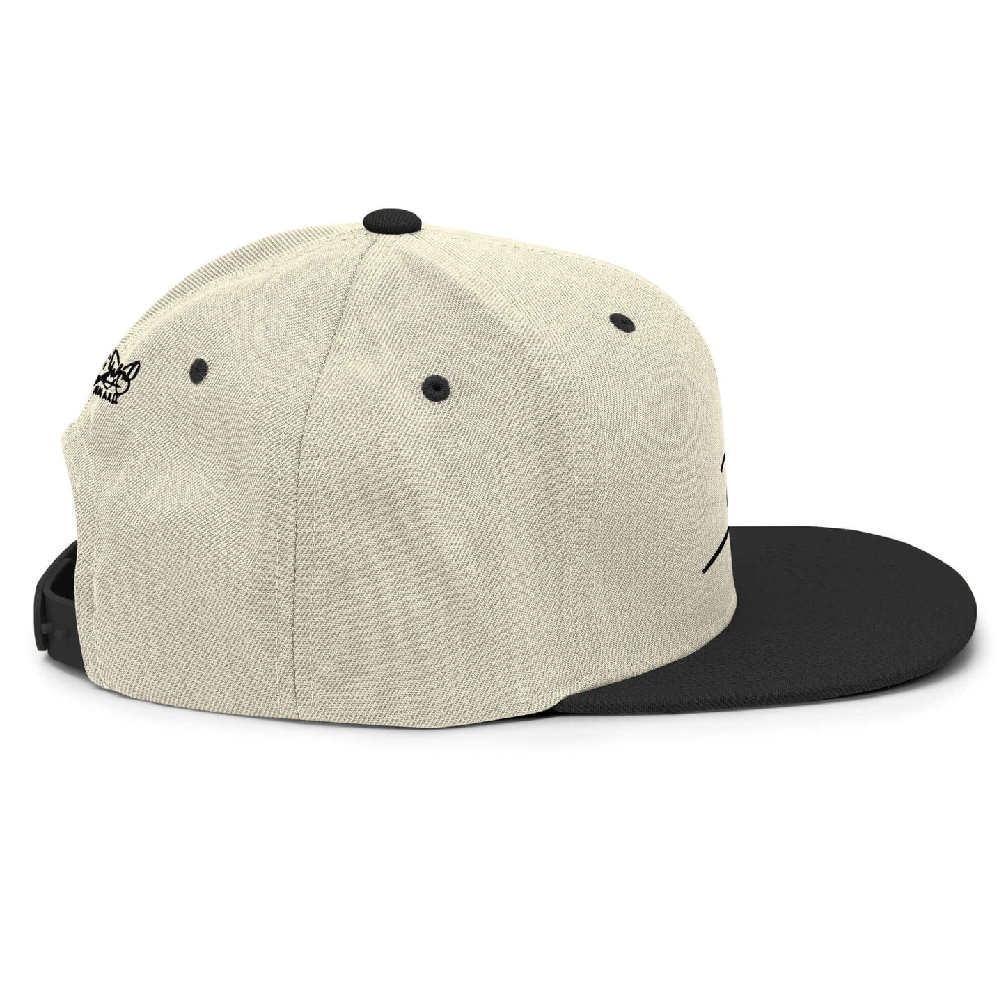 Gorra snapback natural negro Firma Negra papijohn lateral