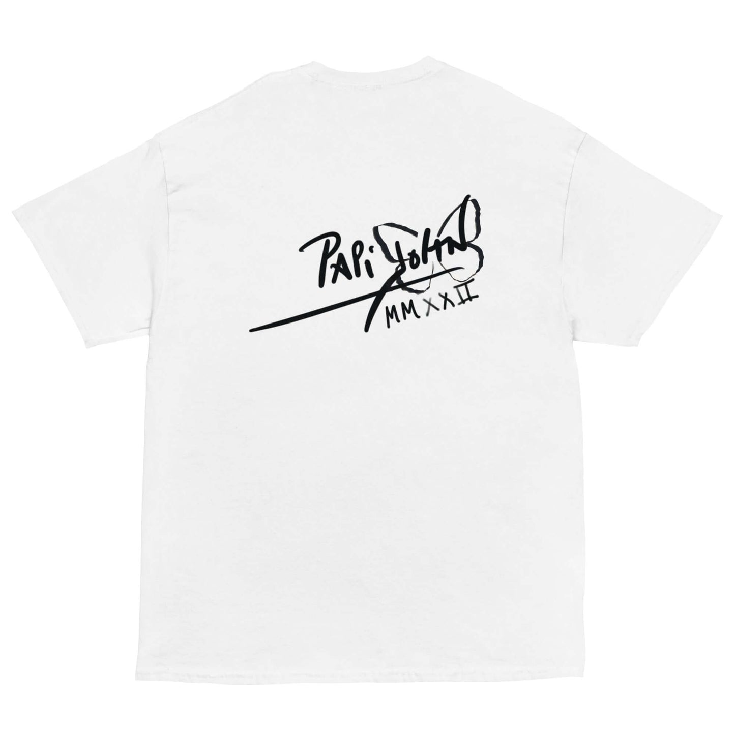 camiseta blanca clásica firma papijohn streetwear