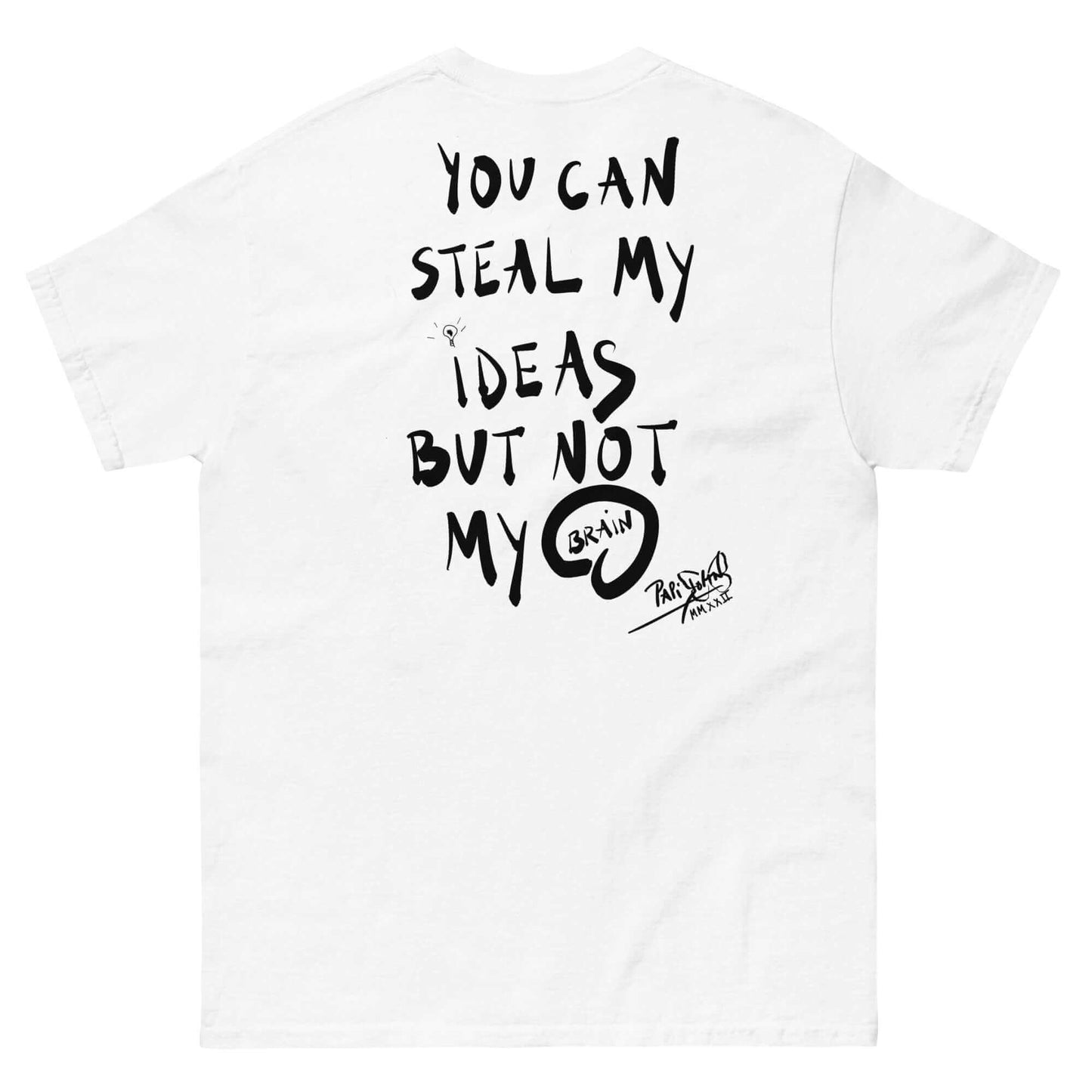 camiseta papijohn streetwear graffiti cerebro blanca