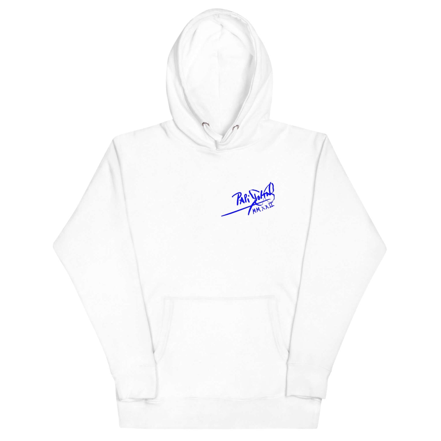 Sudadera con capucha Nipsey firma papijohn streetwear blanca