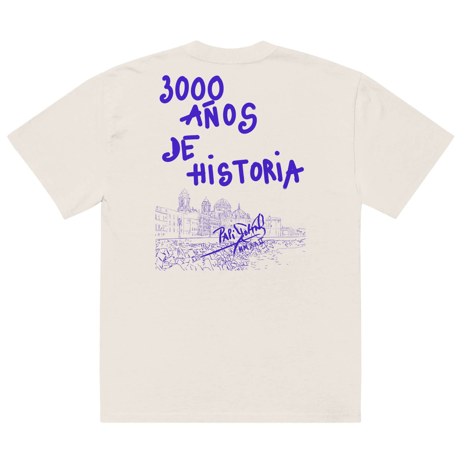Camiseta oversize Papijohn Cádiz Universo Papijohn® 2.0, homenaje a Cádiz, Original Art by  Sarah Free. Streetwear Exclusivo Papijohn® Spain