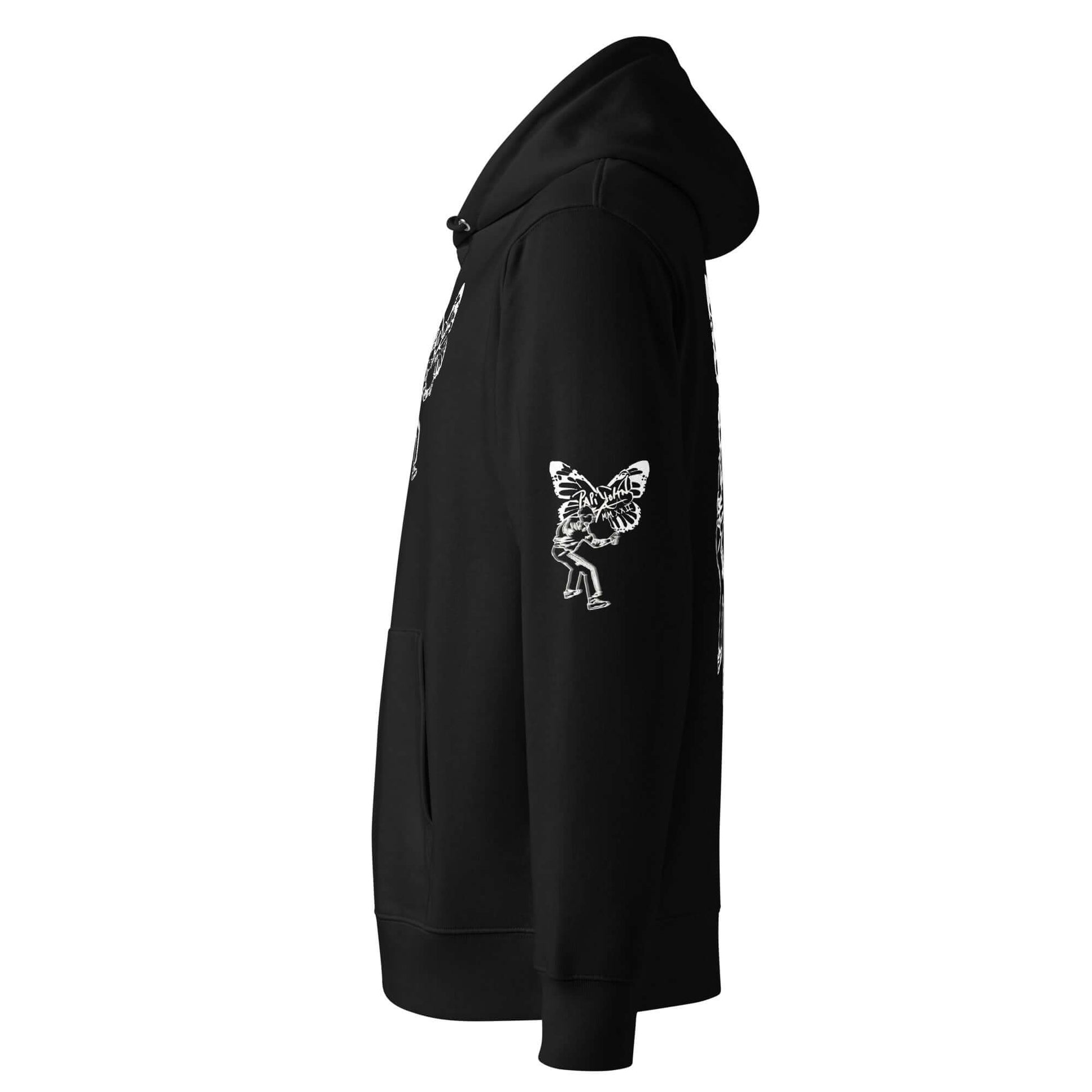 Eco Hoodie-Papijohn® Butterfly Universo Papijohn® Black- Original Art by Sarah Free-Streetwear Exclusivo