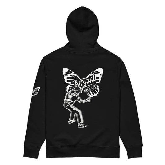 Eco Hoodie-Papijohn® Butterfly Universo Papijohn® Black-Original Art by Sarah Free- Streetwear Exclusivo