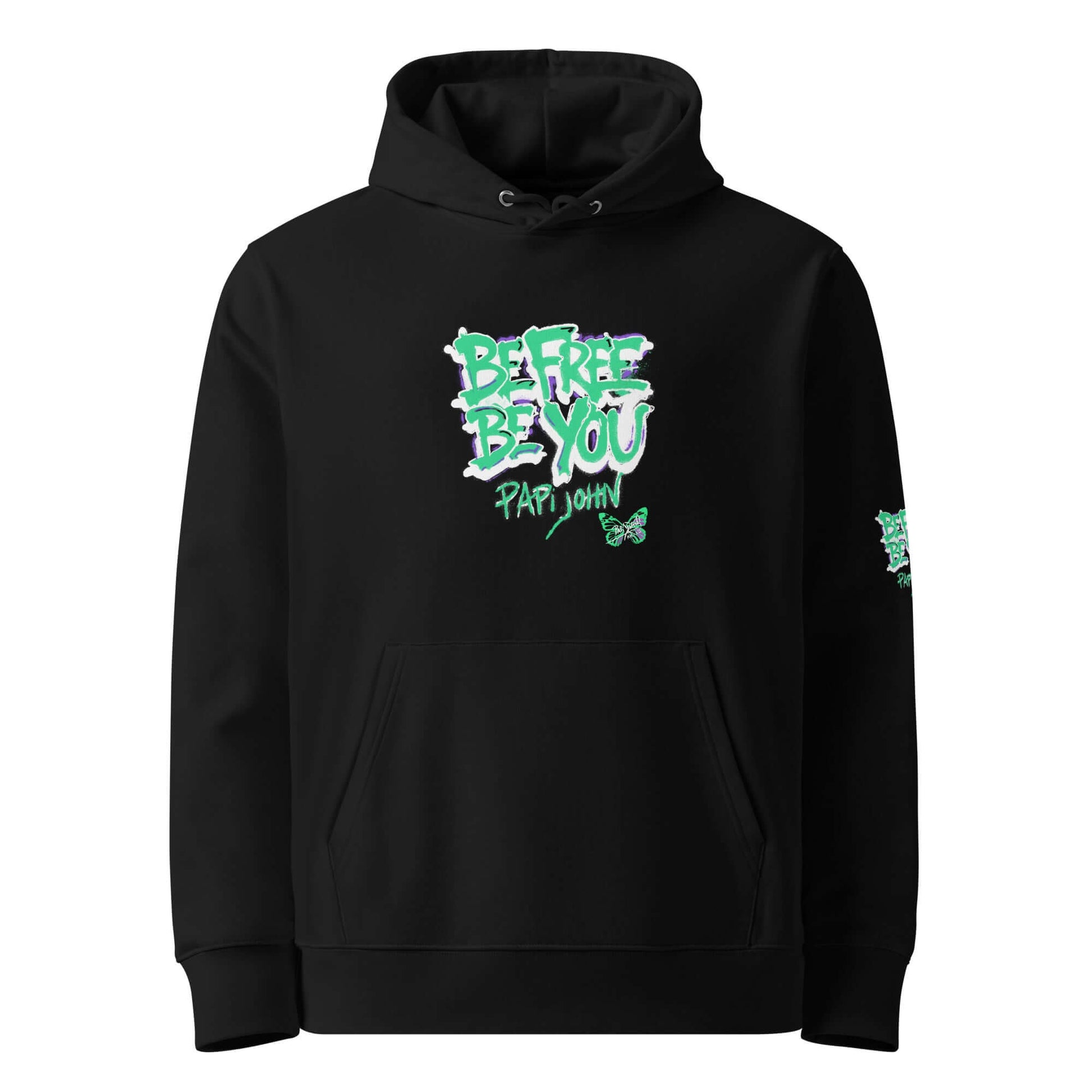 Eco Hoodie BE FREE BE YOU Universo Papijohn®-streetwear exclusivo