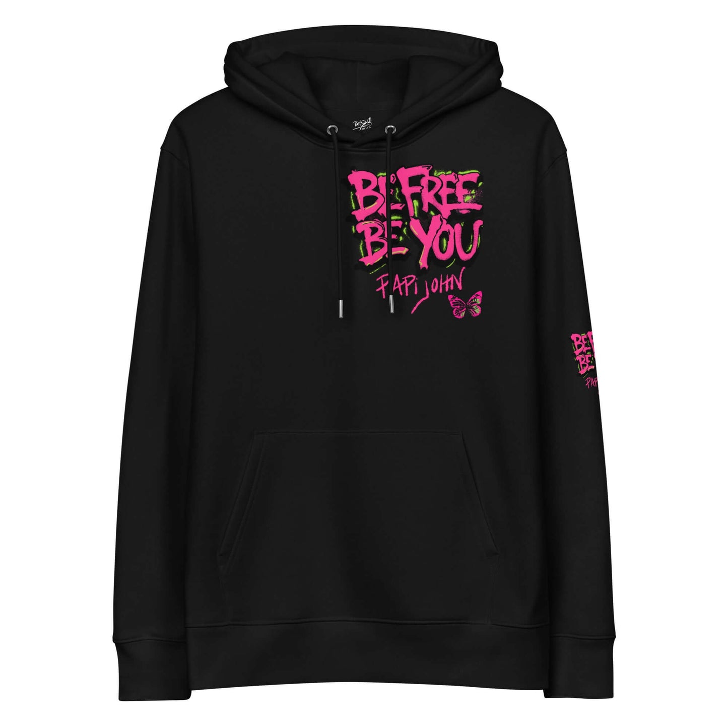 Eco Hoodie Papijohn® BE FREE BE YOU graff Universo Papijohn®-streetwear exclusivo y sostenible
