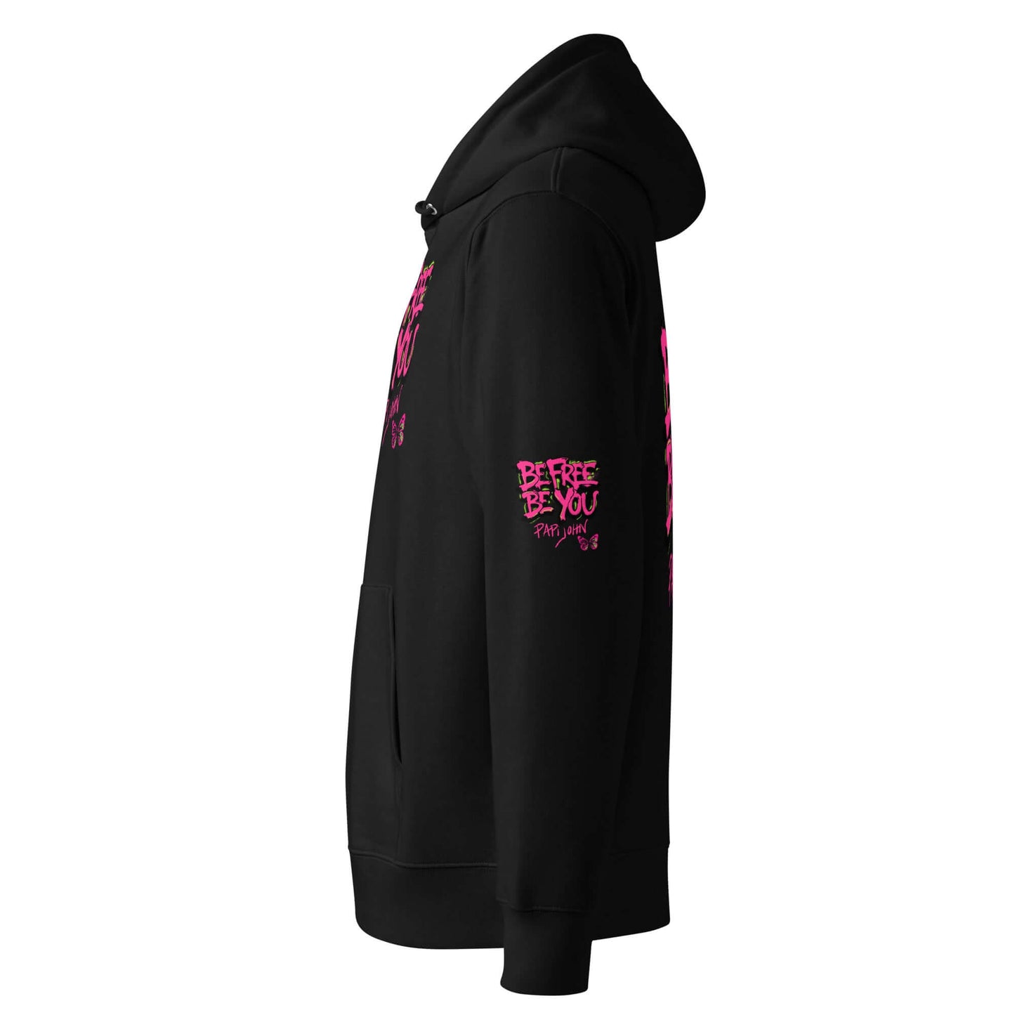 Eco Hoodie Papijohn® BE FREE BE YOU graff Universo Papijohn®-streetwear exclusivo y sostenible