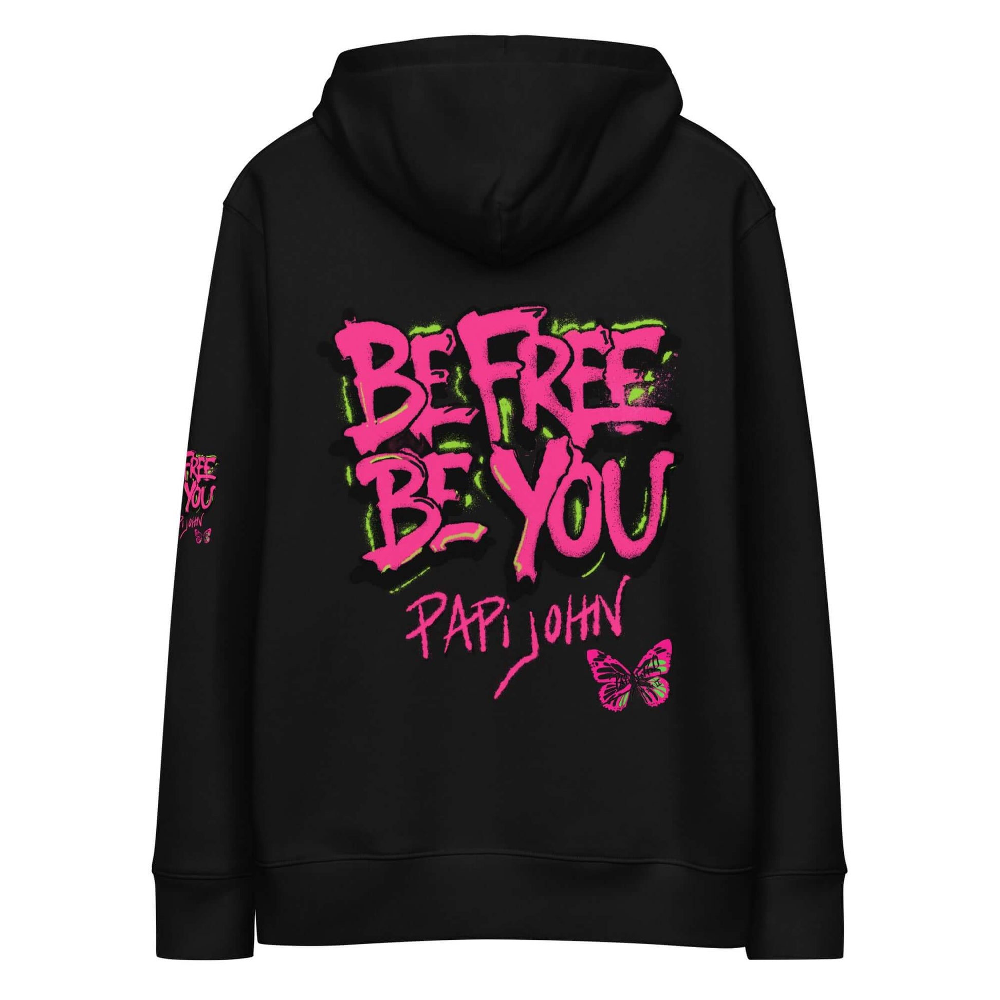 Eco Hoodie Papijohn® graff BE FREE BE YOU Universo Papijohn®-streetwaer exclusivo y sostenible