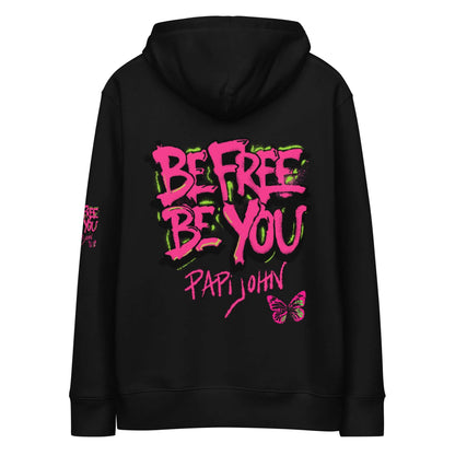 Eco Hoodie Papijohn® graff BE FREE BE YOU Universo Papijohn®-streetwaer exclusivo y sostenible
