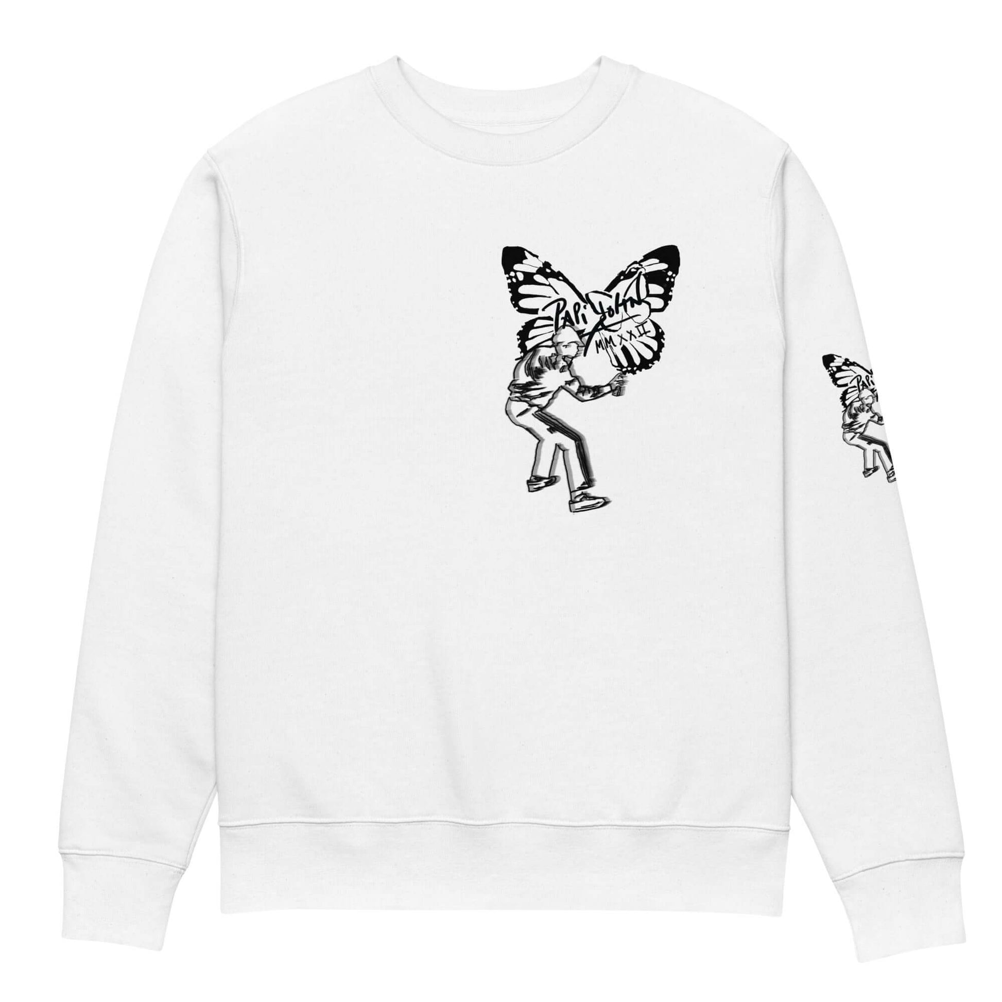 Sudadera Eco Papijohn® Butterfly Graffiti de Universo Papijohn®, arte original y exclusivo en streetwear. By Artist.