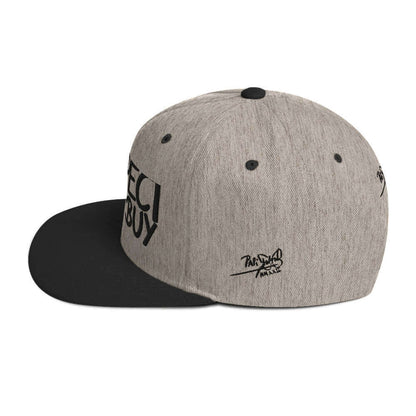 gorra papijohn snapback respect firma bordado negro gris y negra lateral izquierdo