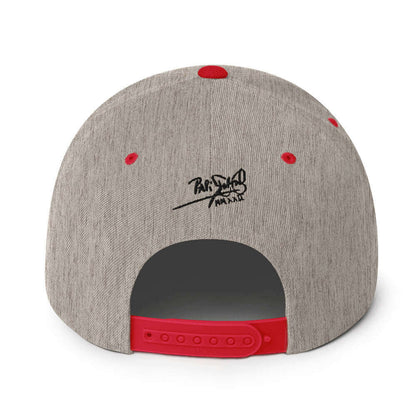 gorra papijohn snapback firma bordado gris y roja