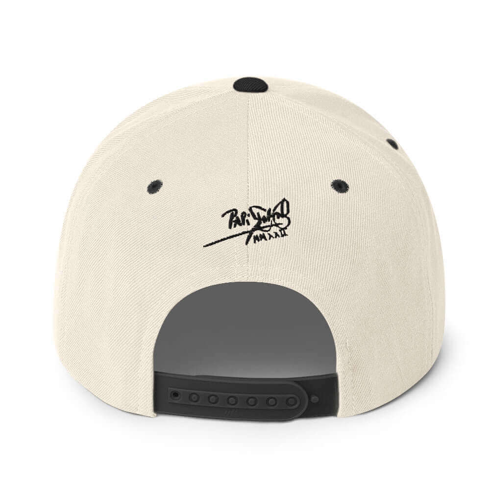 gorra papijohn snapback firma bordado negro y blanca