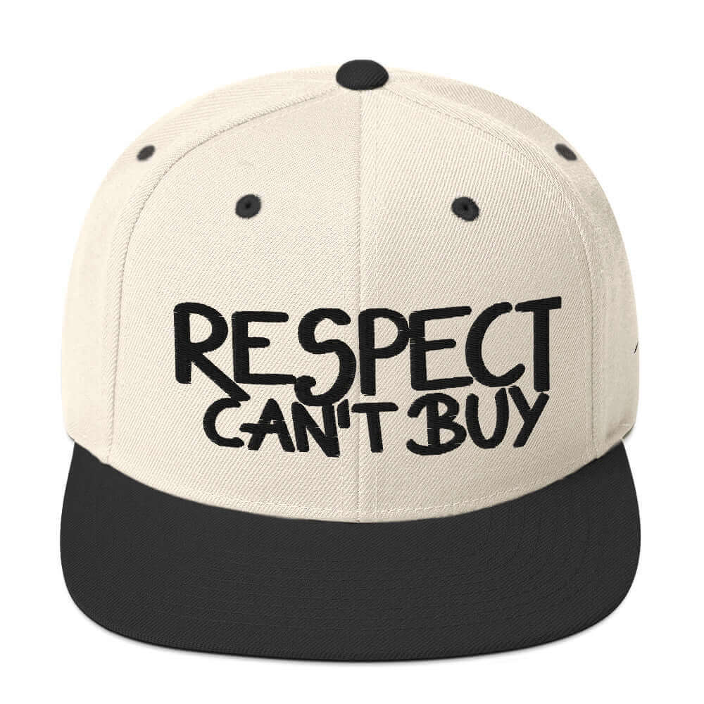 gorra papijohn snapback respect firma bordado negro y blanca