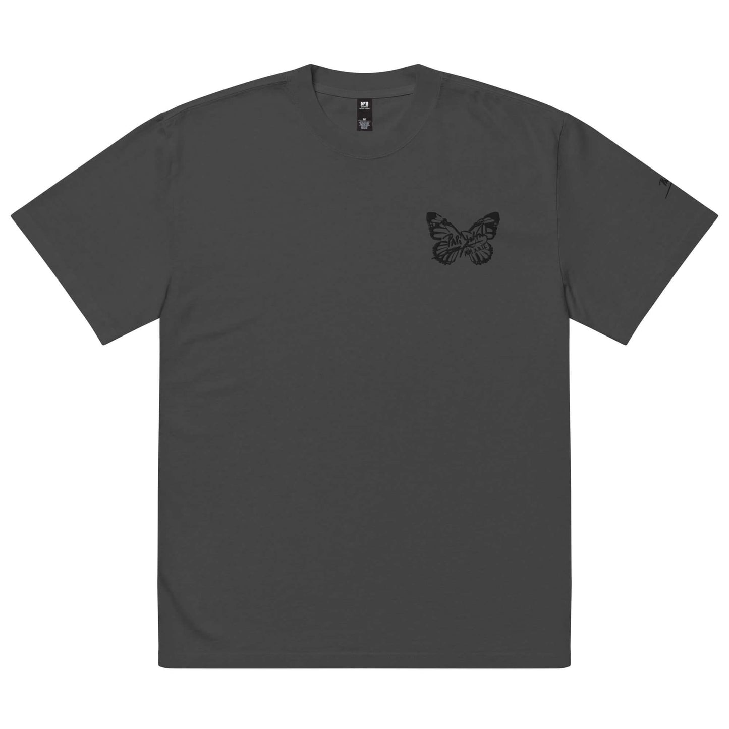camiseta oversize papijohn mariposa bordada negra
