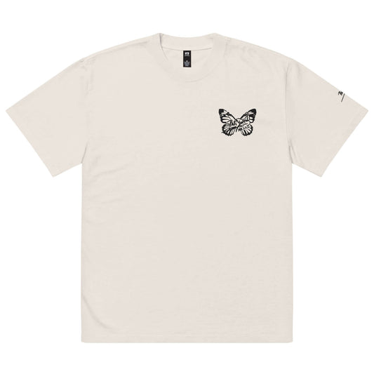 camiseta oversize mariposa papijohn bordada color hueso