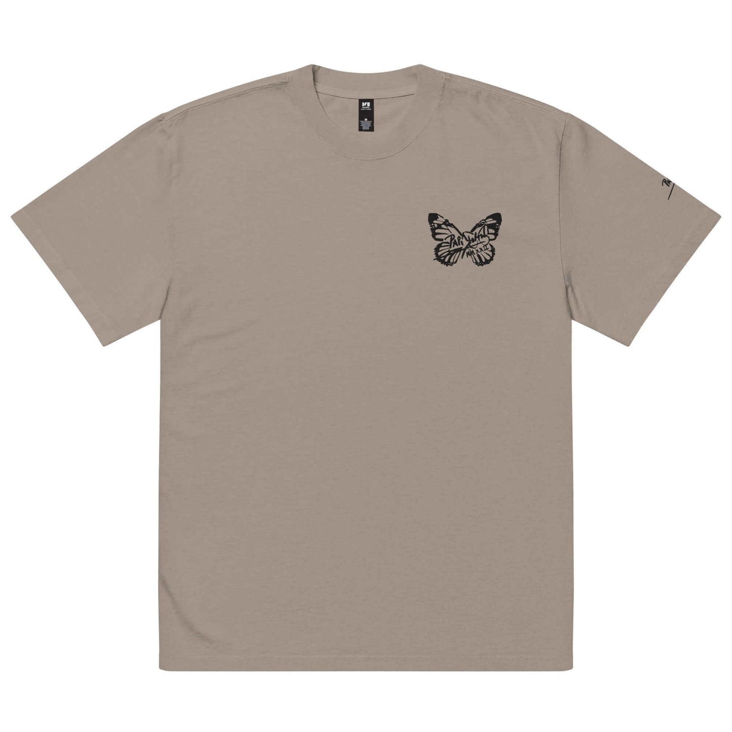 camiseta gris firma mariposa papijohn bordada