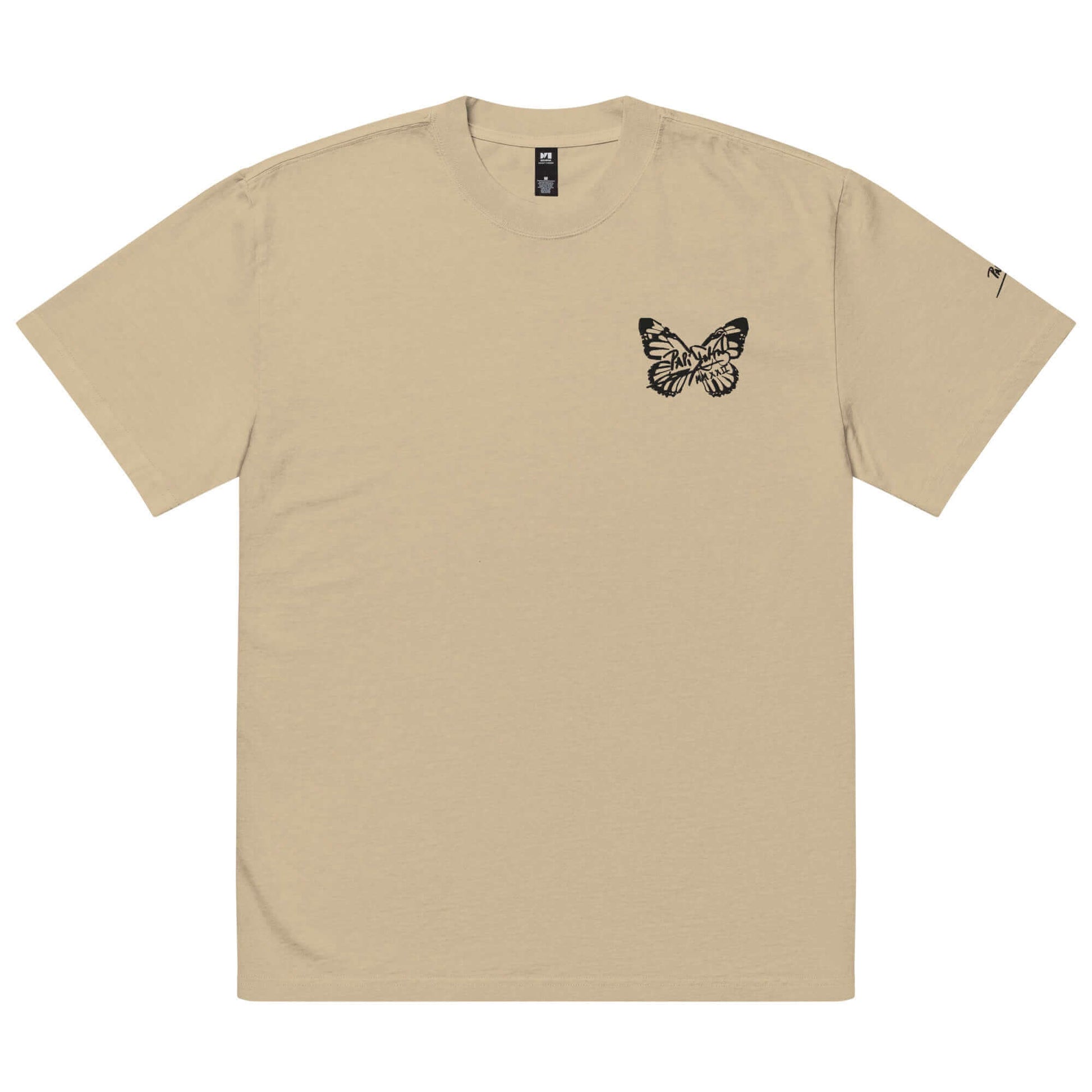 camiseta papijohn oversize firma bordada mariposa