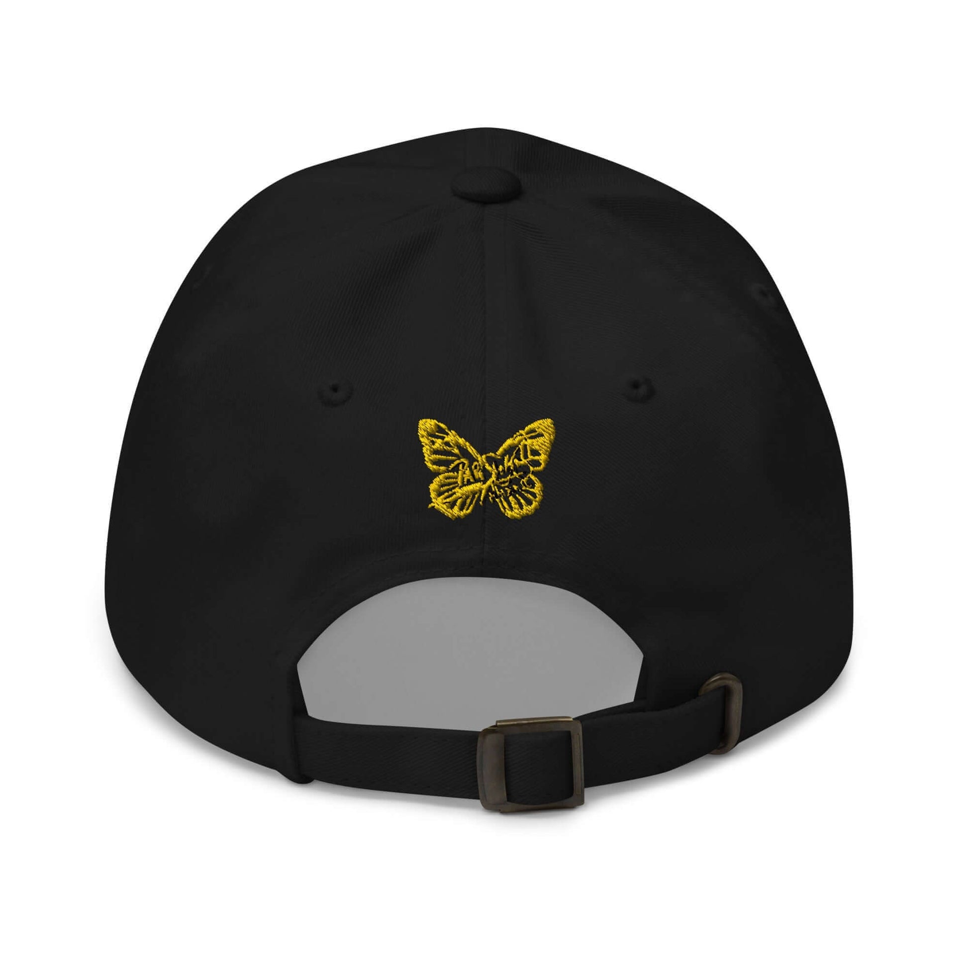 PapiJohn® The Attitude Gold & Black Rinnascimiento Crown back layout tracing the premium panel alignments and adjustable closure component for high-tier structural fit | Artist-Led Streetwear