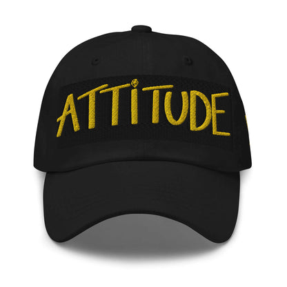 PapiJohn® The Attitude Gold & Black Rinnascimiento Crown structural canvas front view displaying the custom heavy gold thread typography embroidered over a solid black box layout | Sala 1 Wearable Art Fashion