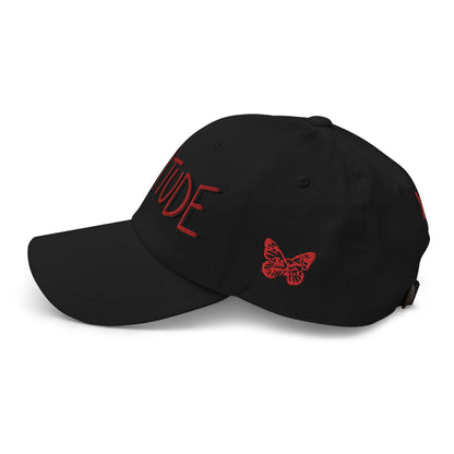 PapiJohn® The Attitude Red Rinnascimiento Cap macro close-up highlighting the incredible density of the red tridimensional stitch layout and individual thread tension work by $arah Free 💎 | High-Tier Urban