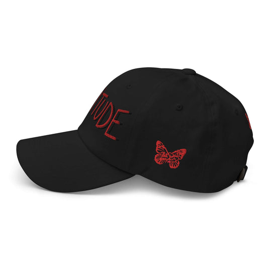 PapiJohn® The Attitude Red Rinnascimiento Cap macro close-up highlighting the incredible density of the red tridimensional stitch layout and individual thread tension work by $arah Free 💎 | High-Tier Urban