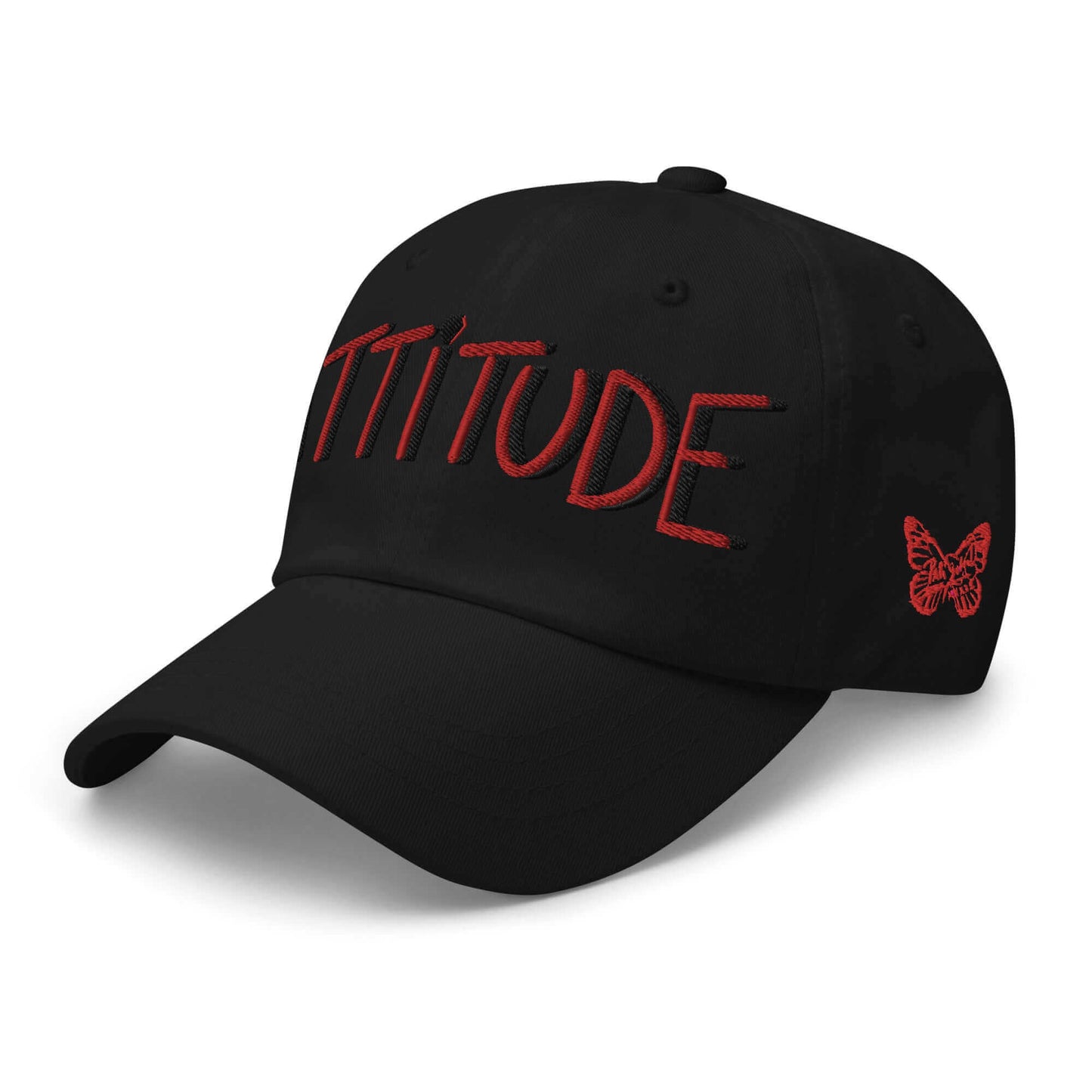 PapiJohn® The Attitude Red Rinnascimiento Cap structured side profile focus rendering the clean curvature of the high-end crown architecture and pristine brim edge alignment | Streetwear d'Auteur