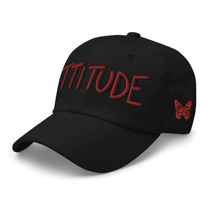 PapiJohn® The Attitude Red Rinnascimiento Cap structured side profile focus rendering the clean curvature of the high-end crown architecture and pristine brim edge alignment | Streetwear d'Auteur