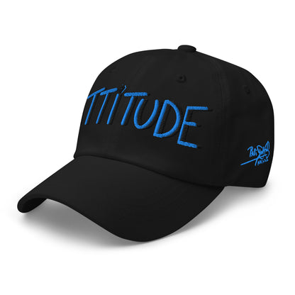 PapiJohn® The Attitude Rinnascimiento Cap Blue Edition close-up macro view capturing the precision stitches of the signature embroidered diamond detail on the letter i layout by $arah Free 💎 | High-End Subcultural Archive