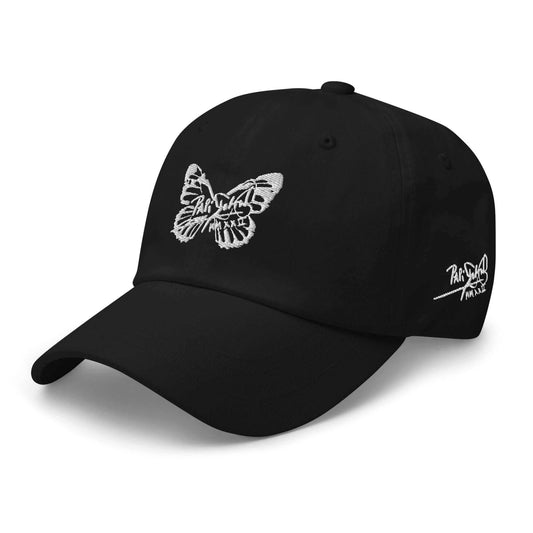 PapiJohn® The Classic Signature Baseball Crown macro close-up rendering the incredible micro stitching precision of the central butterfly icon by $arah Free 💎 | High-End Subcultural Archive