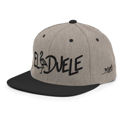 PapiJohn® The El Flamenco Duele 3D Special Edition Snapback in black heather left profile highlighting the rigid high crown height and flat visor contour line | Streetwear d'Auteur