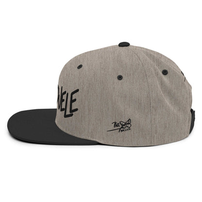  PapiJohn® The El Flamenco Duele 3D Special Edition Snapback in black heather side macro view capturing the premium wool blend texture lines by $arah Free 💎 | High-Tier Archive