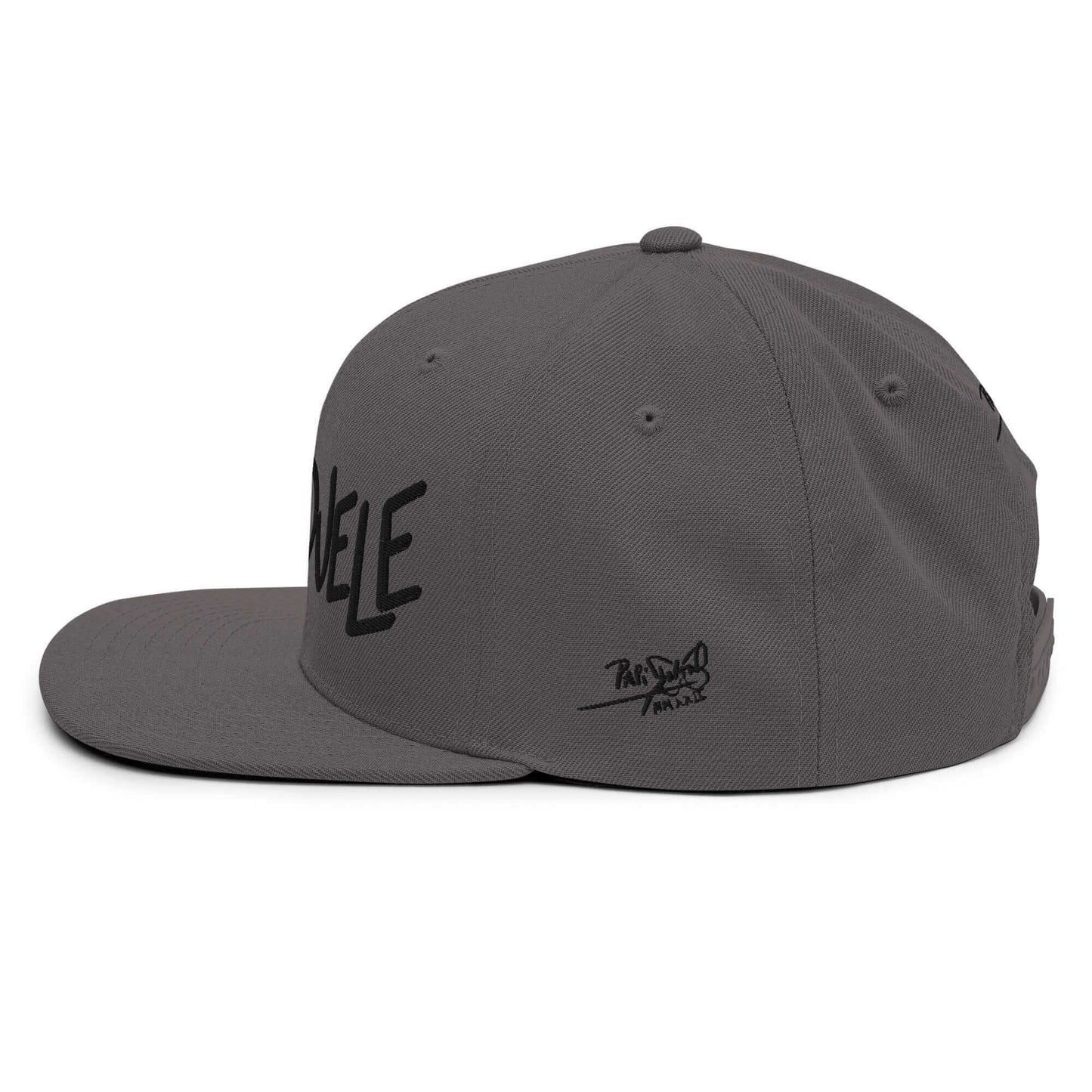 PapiJohn® The El Flamenco Duele 3D Special Edition Snapback in dark grey side close-up capturing individual thread placement precision by $arah Free 💎 | High-Tier Archive