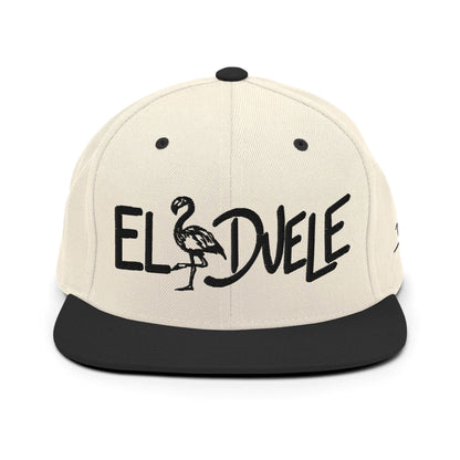 PapiJohn® The El Flamenco Duele 3D Special Edition Snapback in natural raw tone and black front view showcasing the deep visceral impact of the black 3D embroidery | Sala 1 Wearable Art Fashion