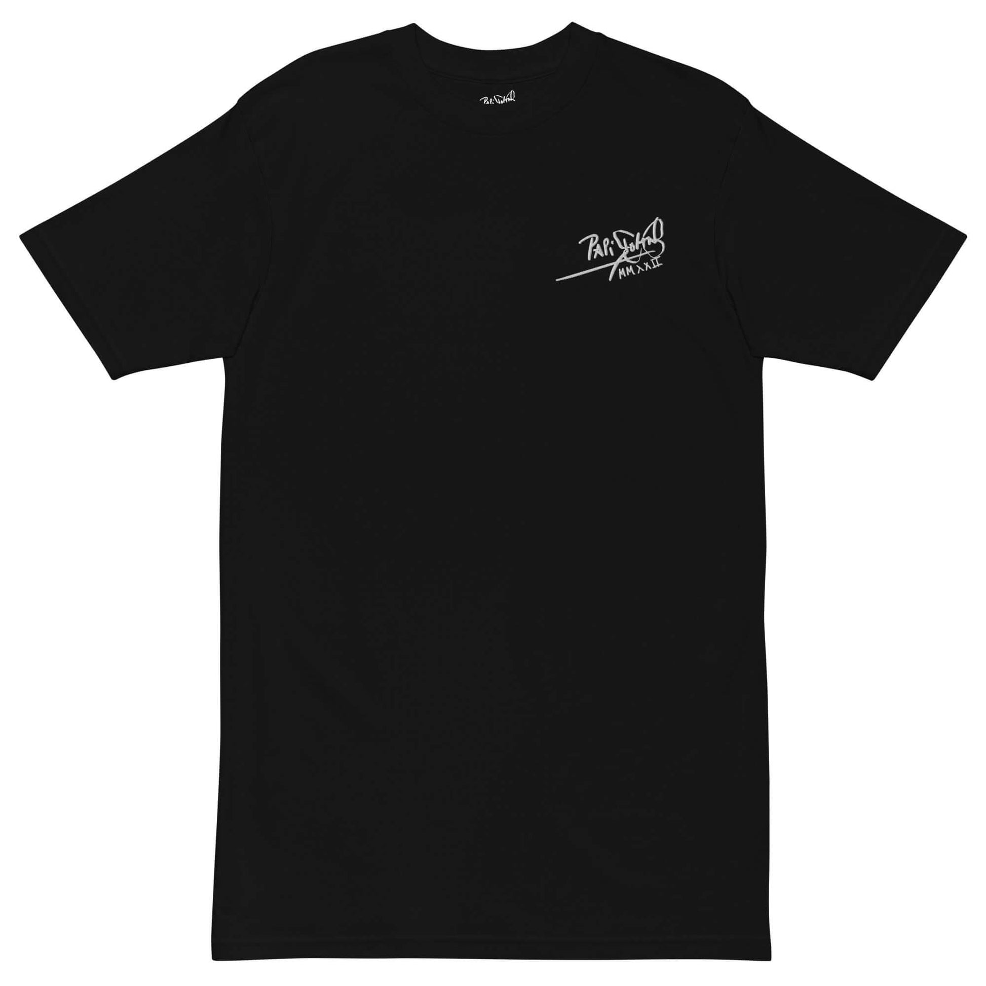 camiseta streetstyle negra firma papijohn bordado blanco