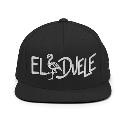 PapiJohn® The Flamenco 3D Signature Snapback in solid black front view showcasing the dramatic tactile contrast of the high-relief premium 3D embroidered branding | Sala 1 Wearable Art Fashion