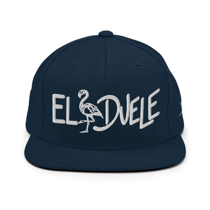 PapiJohn® The Flamenco 3D Signature Snapback in dark navy front view highlighting the massive hand-rendered typography embroidered in heavy high-density dimensional thread | Sala 1 Wearable Art Fashion