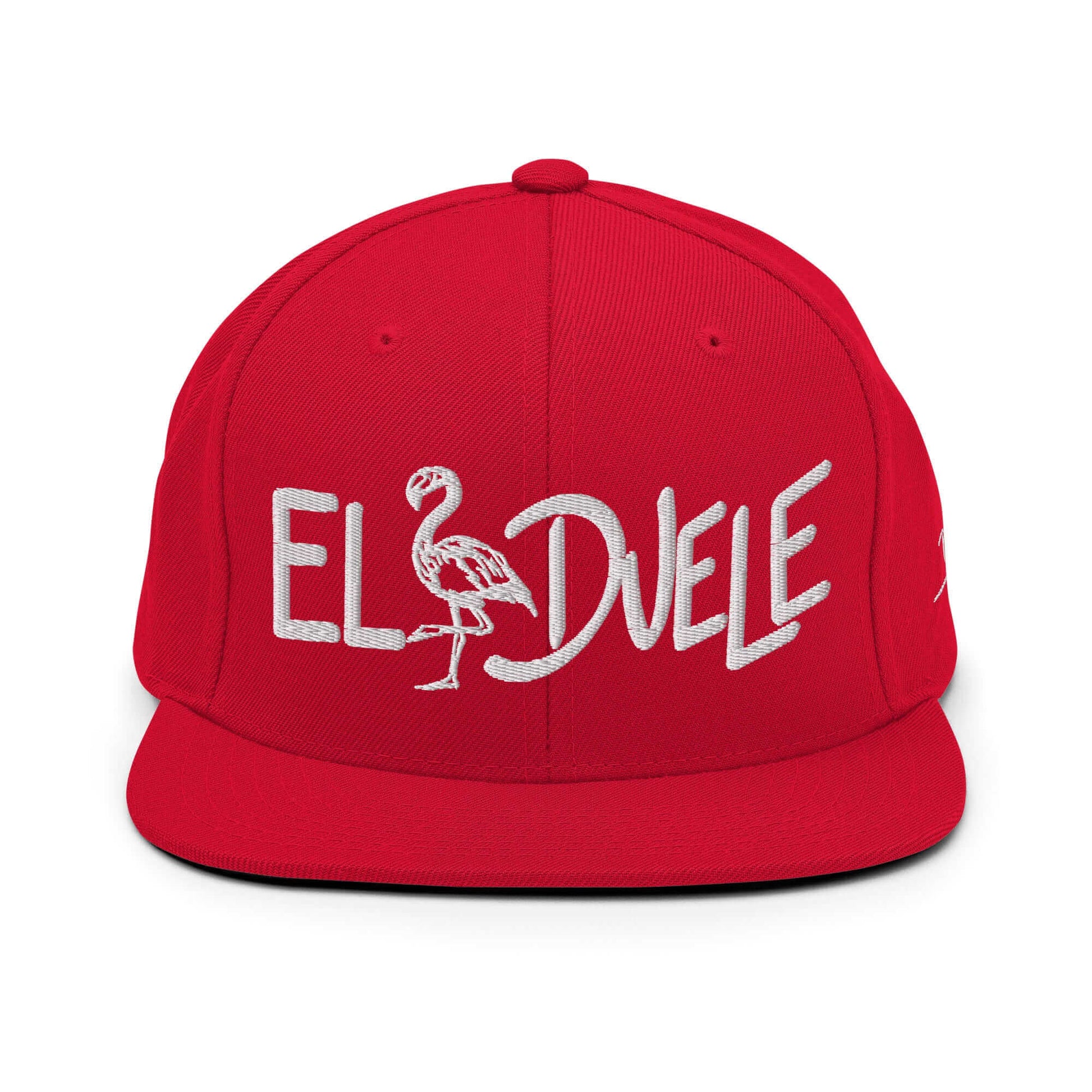 PapiJohn® The Flamenco 3D Signature Snapback in deep crimson red front view accentuating the visceral fire and duende of the heavy tridimensional embroidery | Sala 1 Wearable Art Fashion