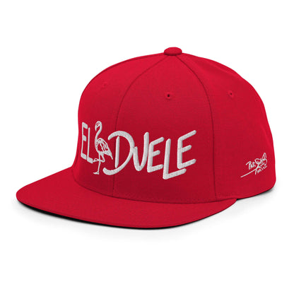 PapiJohn® The Flamenco 3D Signature Snapback in deep crimson red left side layout framing the elevated crown rigidity and authentic flat brim edge alignment | Streetwear d'Auteur