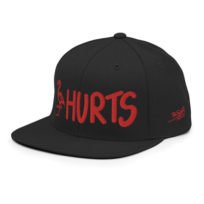 PapiJohn® The Flamenco Hurts 3D Archive Snapback in solid black ergonomic left profile focusing on the high-profile crown rigidity and crisp flat visor contour | Streetwear d'Auteur