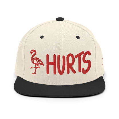PapiJohn® The Flamenco Hurts 3D Archive Snapback in natural raw tone and black front view highlighting the ultimate visceral contrast of the red 3D embroidery lines | Sala 1 Wearable Art Fashion