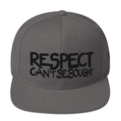 PapiJohn® The Respect Archive Black Signature Edition Snapback in dark grey front view tracking the deep black high-density tridimensional stitch layout | Sala 1 Wearable Art Fashion